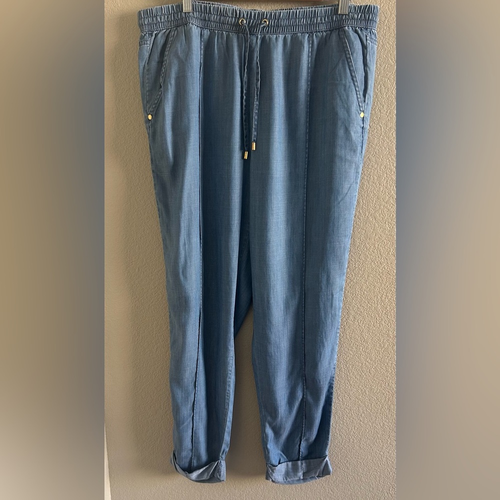 Ellen Tracy Blue Jogger Sweatpants with Elastic Cuffs size L